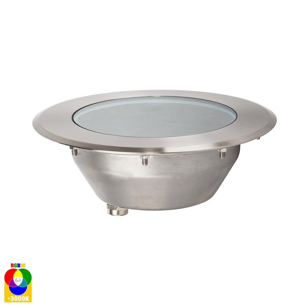 Split 12W RGBW 12V DC LED Round Inground Uplighter Stainless Steel - HV1843RGBW