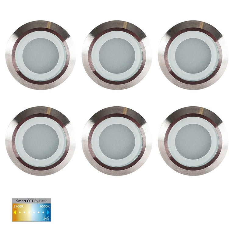 Flame 6 Light DIY Smart CCT Kit 0.5W 12V DC LED Deck Light Stainless Steel - HV2826CCT