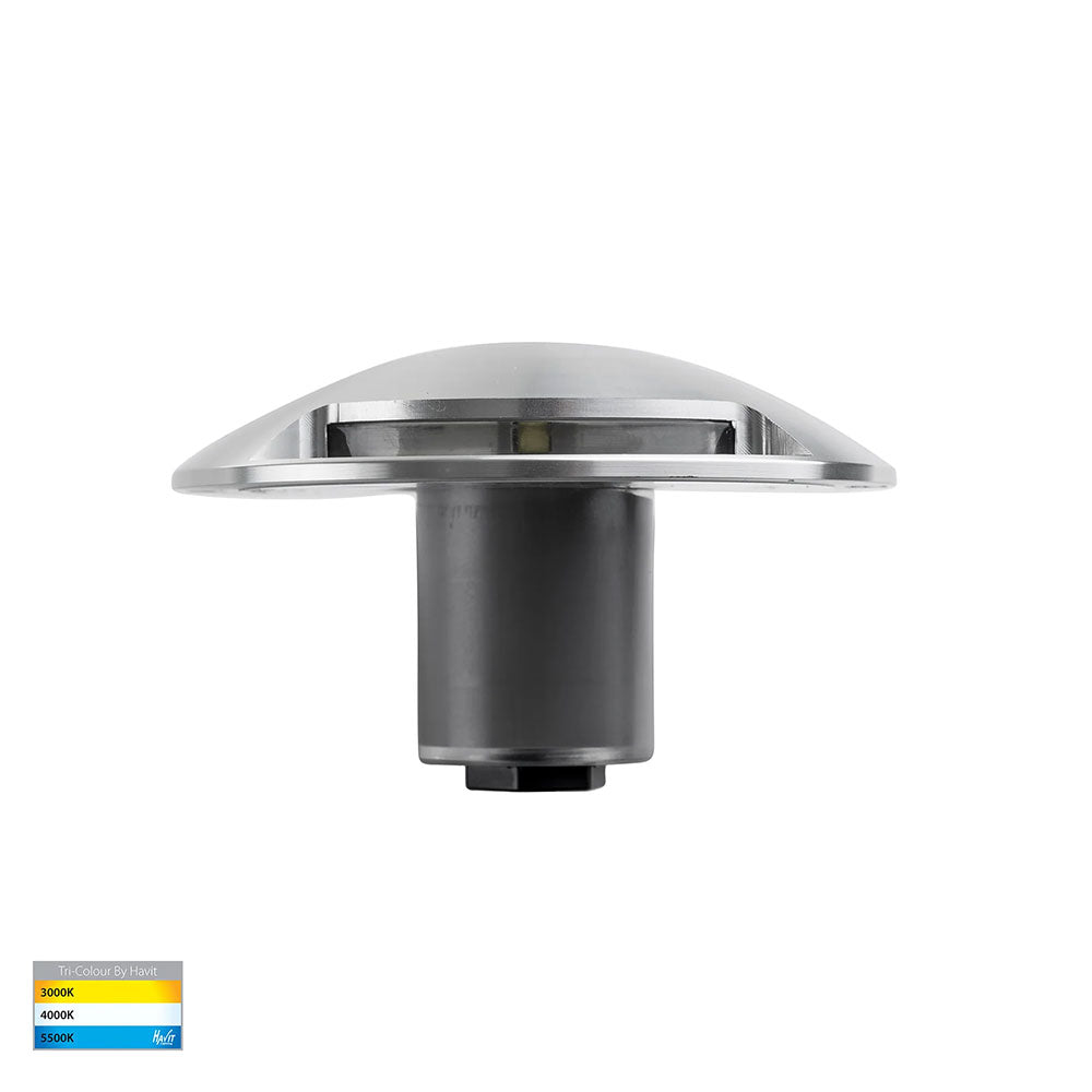 Dome 3W CCT 12V DC LED One Way Inground Deck Light Silver - HV2871T-SLV-12V