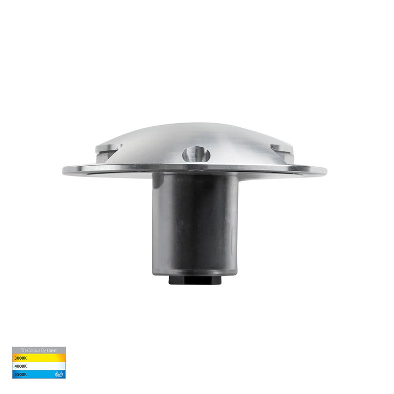 Dome 2 x 3W CCT 12V DC LED Two Way Inground Deck Light Silver - HV2872T-SLV-12V
