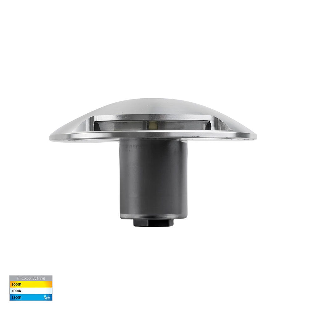 Dome 2 x 3W CCT 12V DC LED Two Way Inground Deck Light Silver - HV2872T-SLV-12V