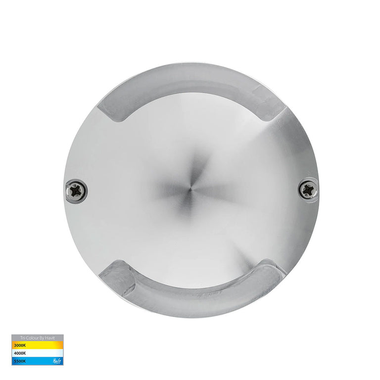 Dome 2 x 3W CCT 12V DC LED Two Way Inground Deck Light Silver - HV2872T-SLV-12V