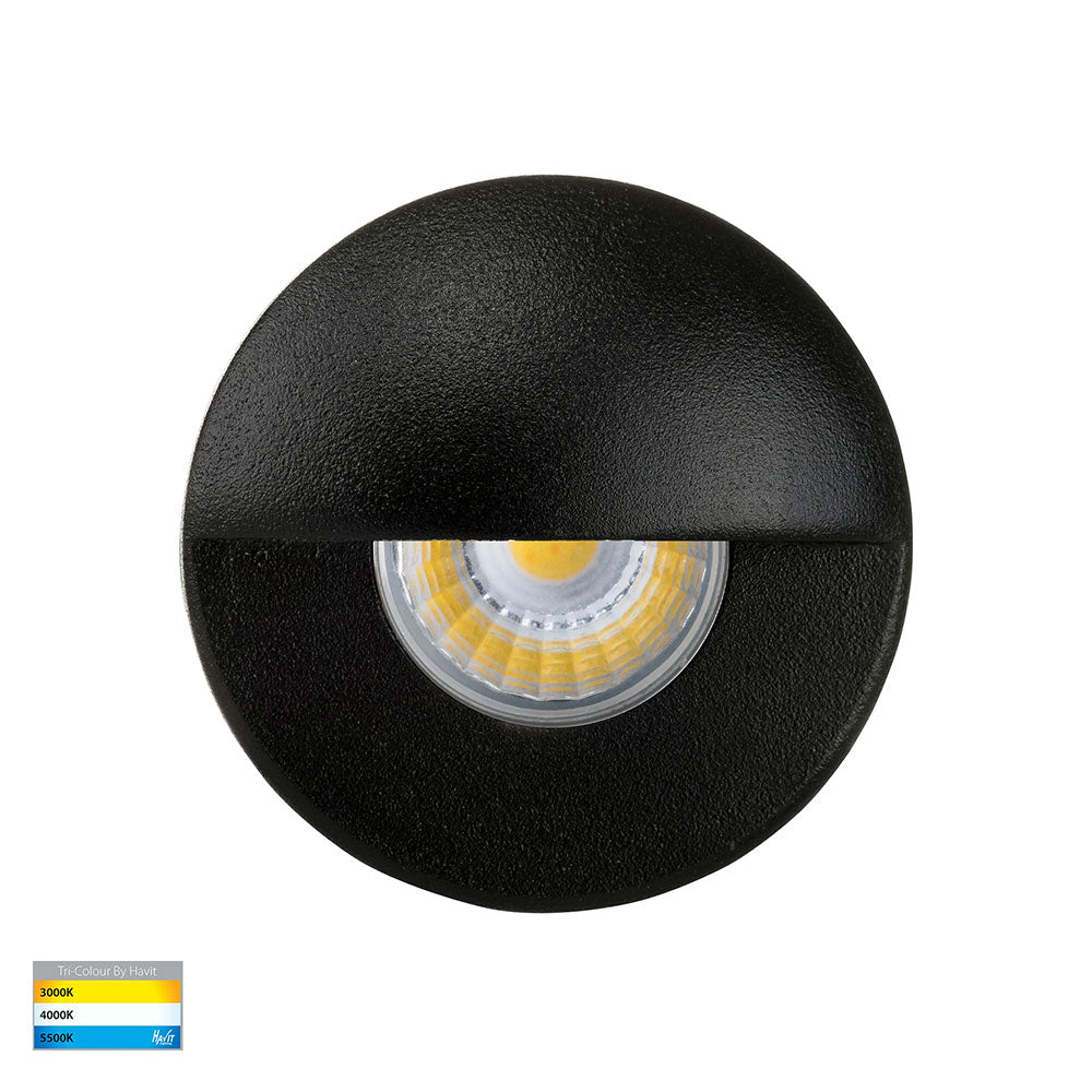 Mini Ollo 1W CCT 12V DC Eyelid LED Step Light Black - HV2891T-BLK-12V