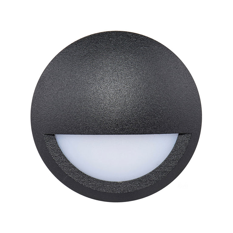 Nava 5W 240V Eyelid LED Step Light Matt Black / Cool White - HV2961C-BLK-240V