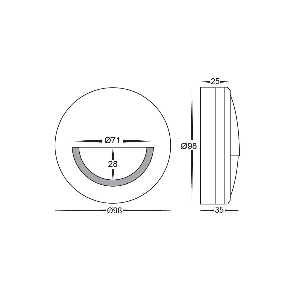 Nava 5W CCT 12V DC Eyelid LED Step Light Black - HV2961T-BLK-12V