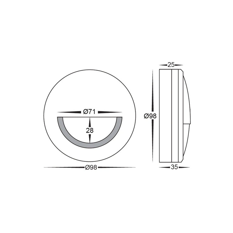 Nava 5W CCT 12V DC Eyelid LED Step Light Black - HV2961T-BLK-12V