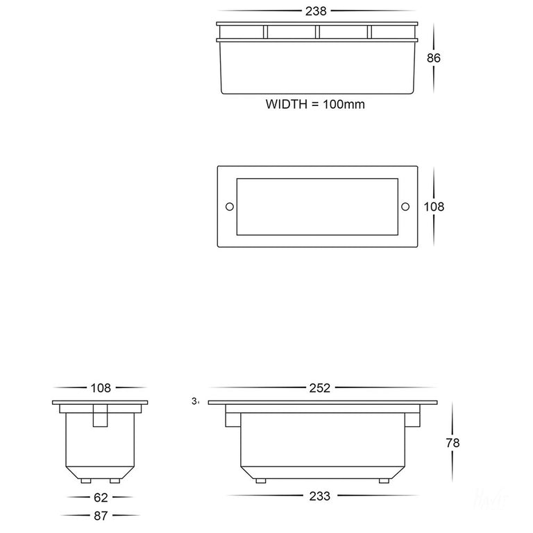 Bata 10W CCT 12V DC LED Brick Light White - HV3003T-WHT-12V
