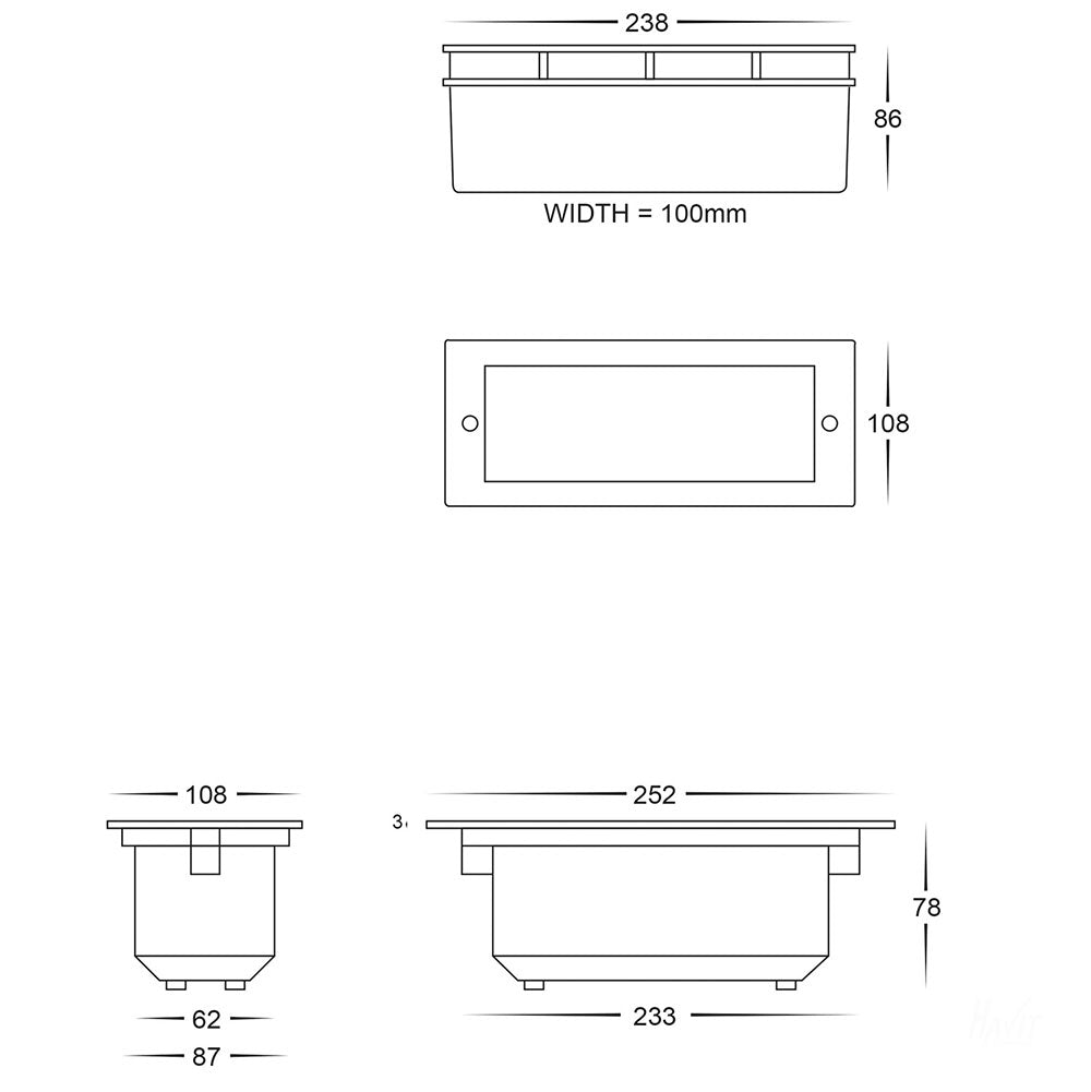 Bata 10W CCT 240V LED Brick Light Stainless Steel - HV3003T-SS316-240V