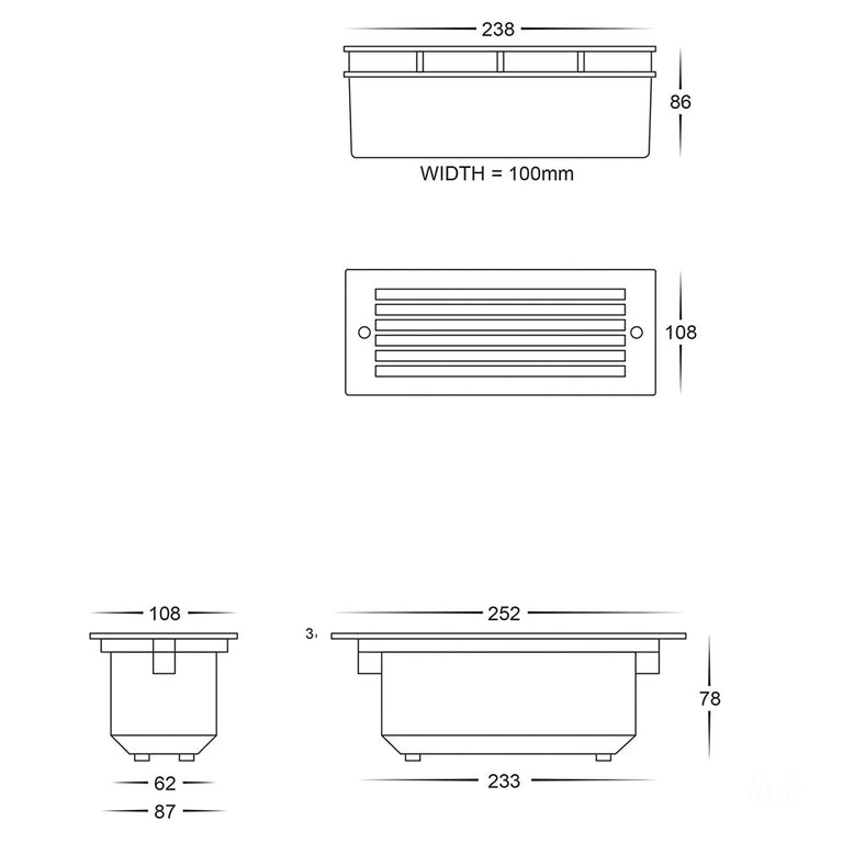 Bata 10W CCT 240V Grill Face LED Brick Light Stainless Steel - HV3004T-SS316-240V