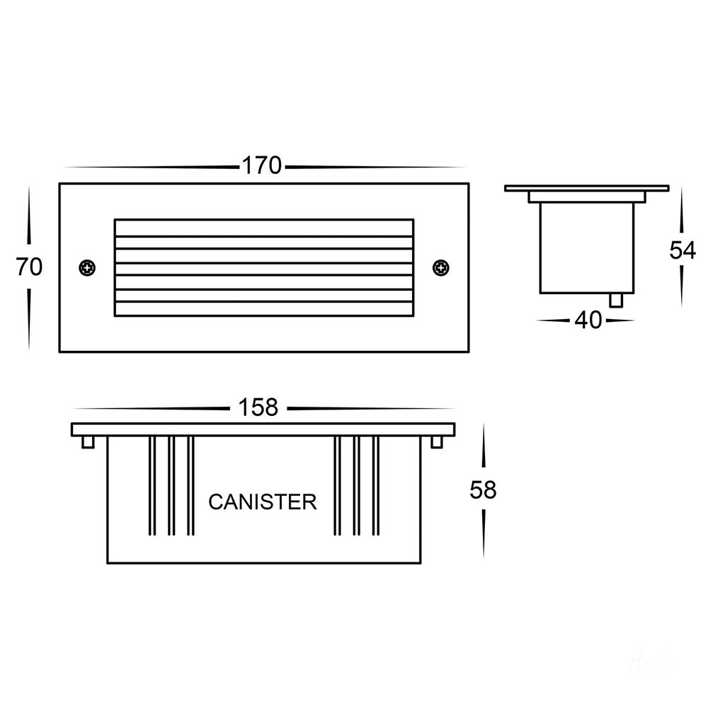 Bata 6W CCT 240V Grill Face LED Brick Light Stainless Steel - HV3006T-SS316-240V