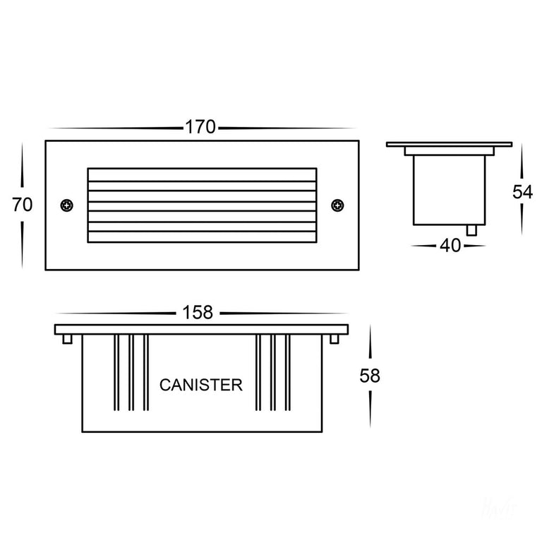 Bata 6W CCT 12V DC Grill Face LED Brick Light White - HV3006T-WHT-12V