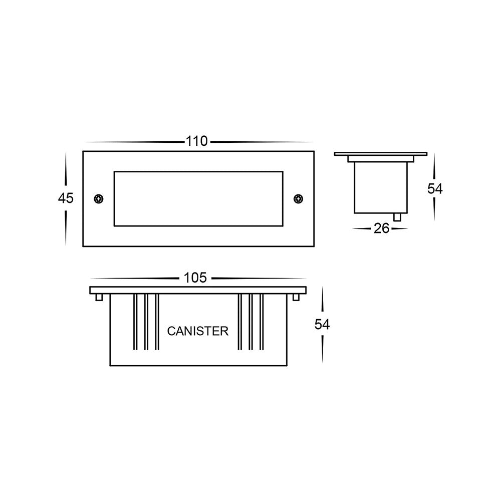 Bata 3W CCT 12V DC LED Brick Light White - HV3007T-WHT-12V