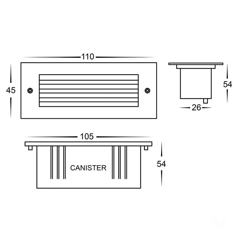 Bata 3W CCT 12V DC Grill Face LED Brick Light Stainless Steel - HV3008T-SS316-12V