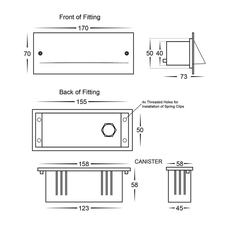 Corba 6W Recessed Brick Light Brass - HV3012T-BR-12V