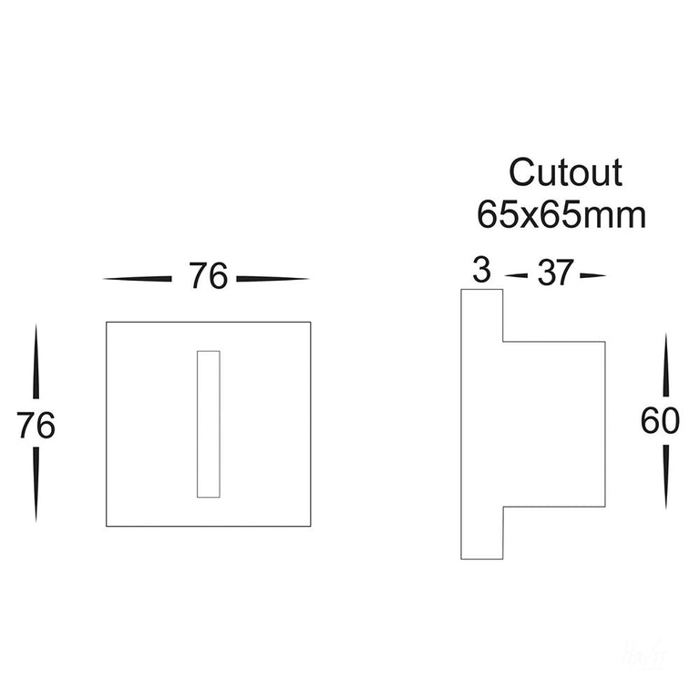 Slot 2.5W 240V Square LED Recessed Step Light White / Cool White - HV3102C