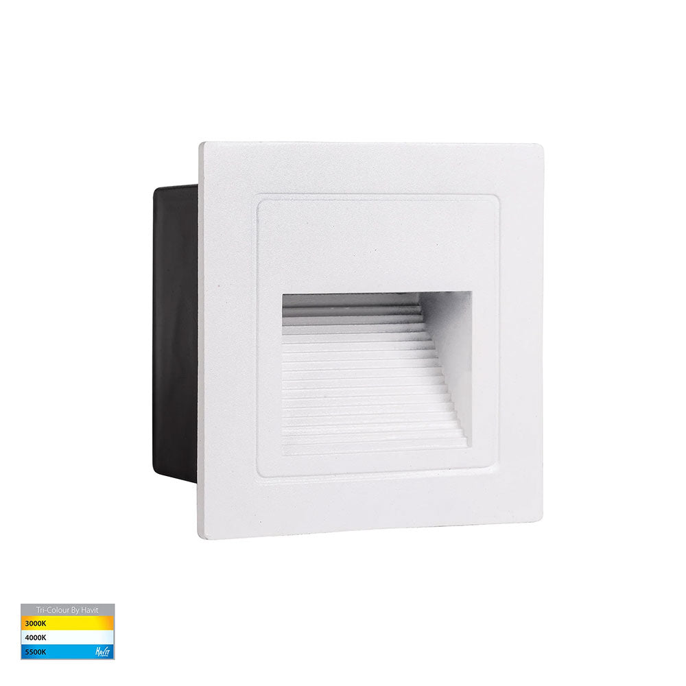 Trin 3W CCT 12V DC LED Recessed  Large Square Step Light White - HV3112T-WHT-12V