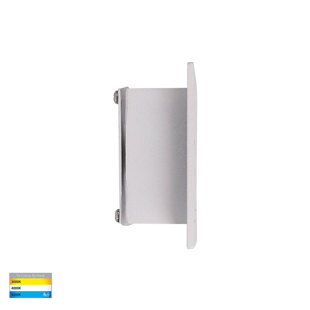 Trin 3W CCT 12V DC LED Recessed  Large Square Step Light White - HV3112T-WHT-12V