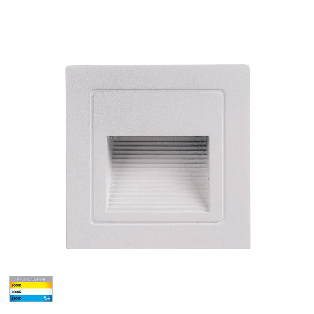 Trin 3W CCT 240V LED Recessed  Large Square Step Light White - HV3112T-WHT-240V