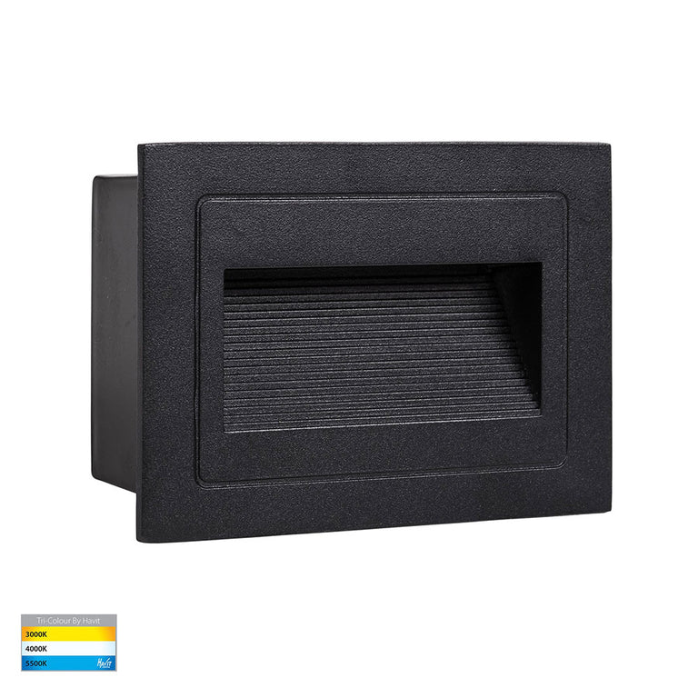 Trin 5W CCT 240V LED Recessed Rectangle Step Light Black - HV3113T-BLK-240V