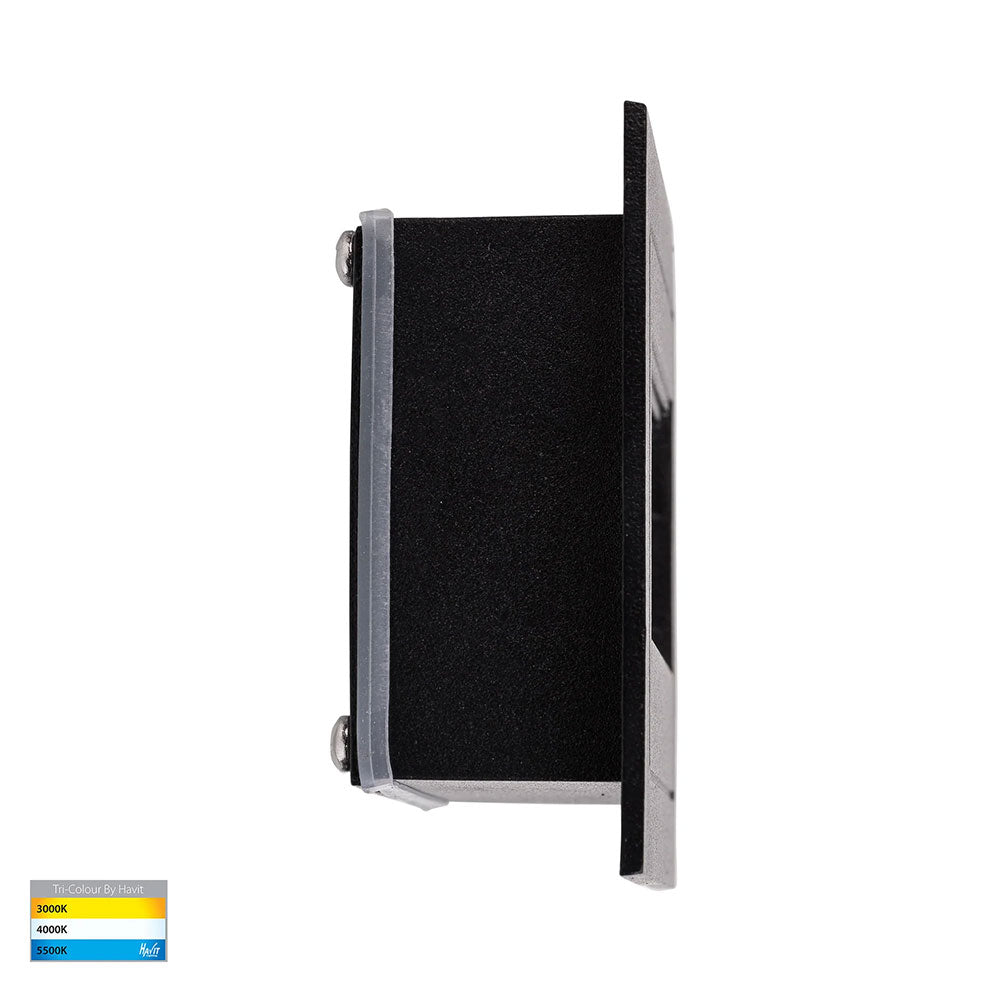 Trin 5W CCT 240V LED Recessed Rectangle Step Light Black - HV3113T-BLK-240V