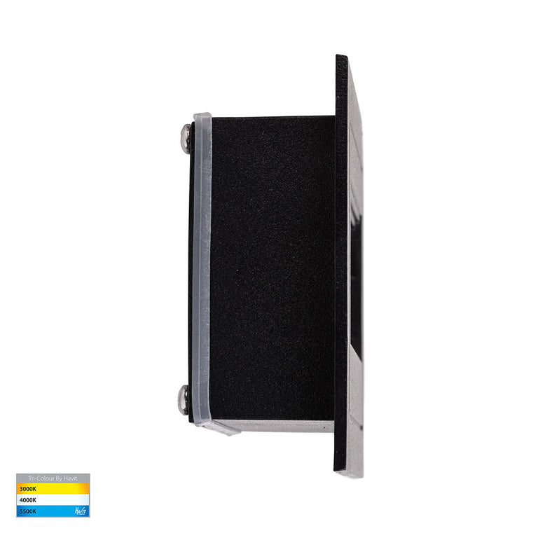 Trin 5W CCT 240V LED Recessed Rectangle Step Light Black - HV3113T-BLK-240V