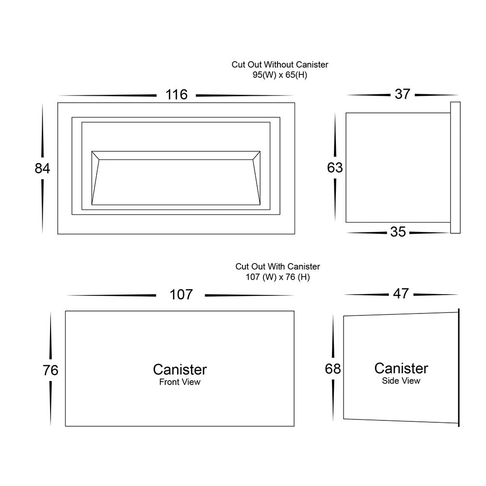 Trin 5W CCT 240V LED Recessed Rectangle Step Light Black - HV3113T-BLK-240V