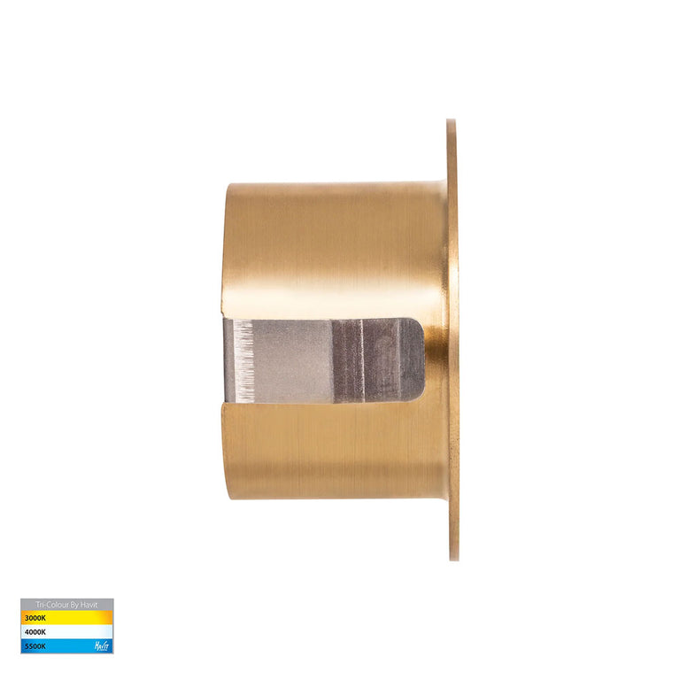 Mini Reces 1W CCT 12V DC LED Round Step Light Brass - HV3206T-BR-12V