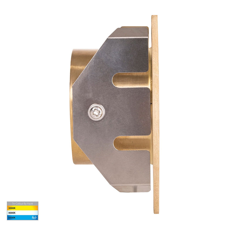Reces 2.5W CCT 12V DC LED Square Step Light Brass - HV3215T-BR-12V