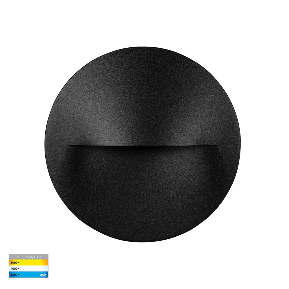 Lisca 3W CCT 12V DC LED Round Step Light Black - HV3227T-BLK-12V