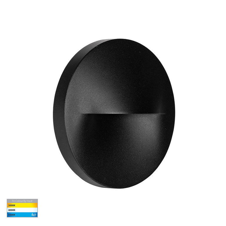 Lisca 3W CCT 12V DC LED Round Step Light Black - HV3227T-BLK-12V