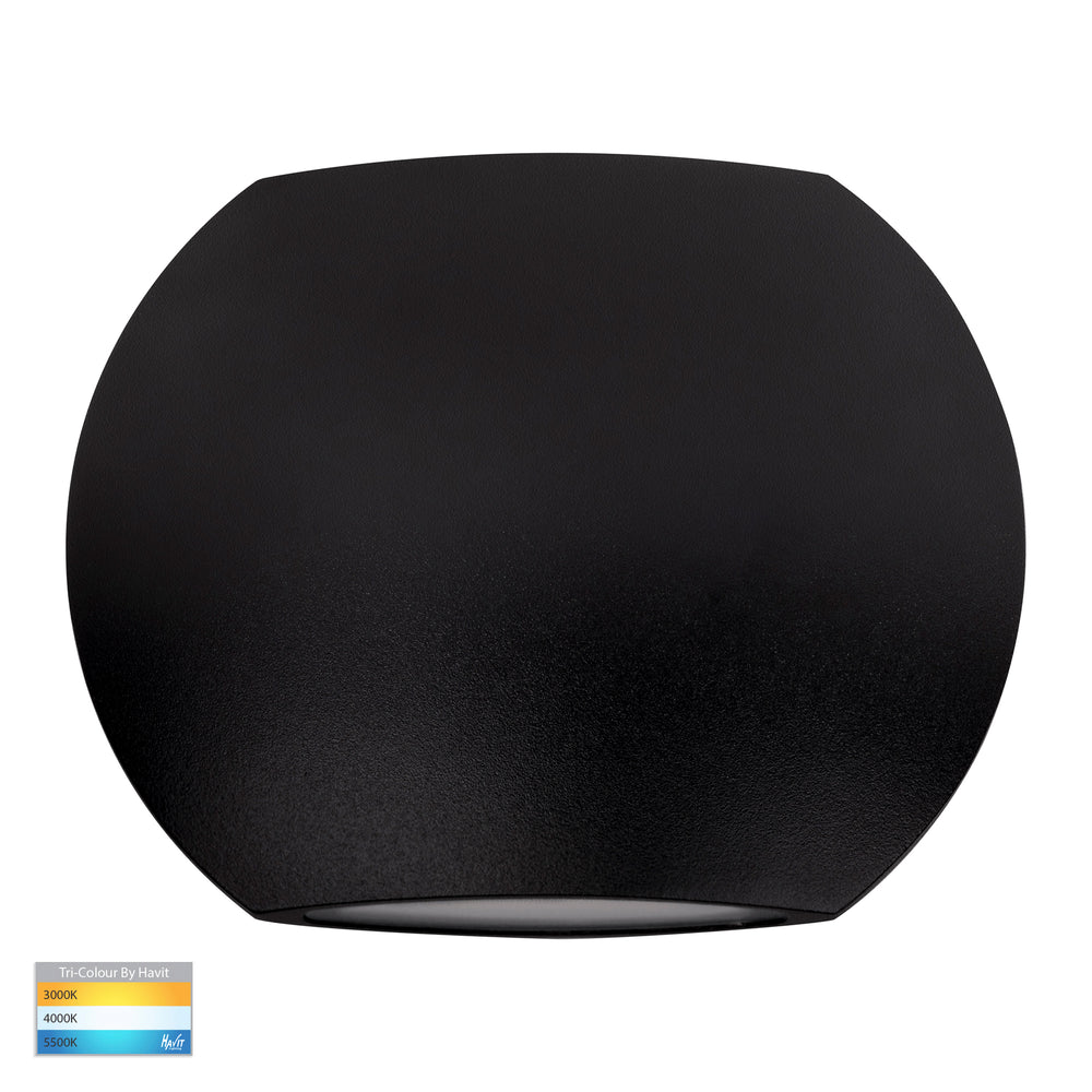 Cara 6W 240V Up & Down LED Wall Pillar Light Black / Tri-Colour - HV35021T-BLK