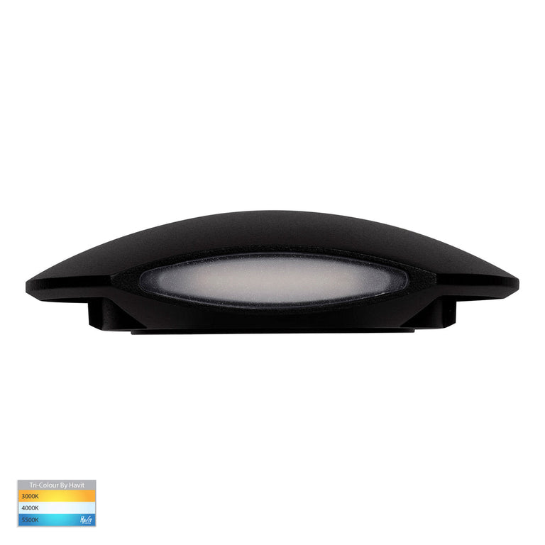 Cara 6W 240V Up & Down LED Wall Pillar Light Black / Tri-Colour - HV35021T-BLK