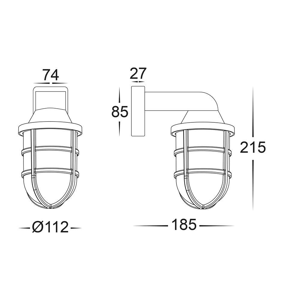 Marina 8W 240V E27 LED Wall Light Brass - HV3511W-PB