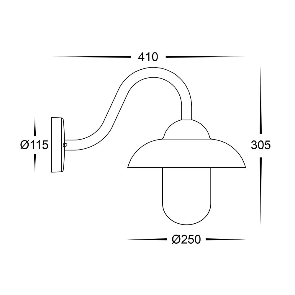 Loka 8W 240V E27 LED Wall Light Black - HV3519W-BLK