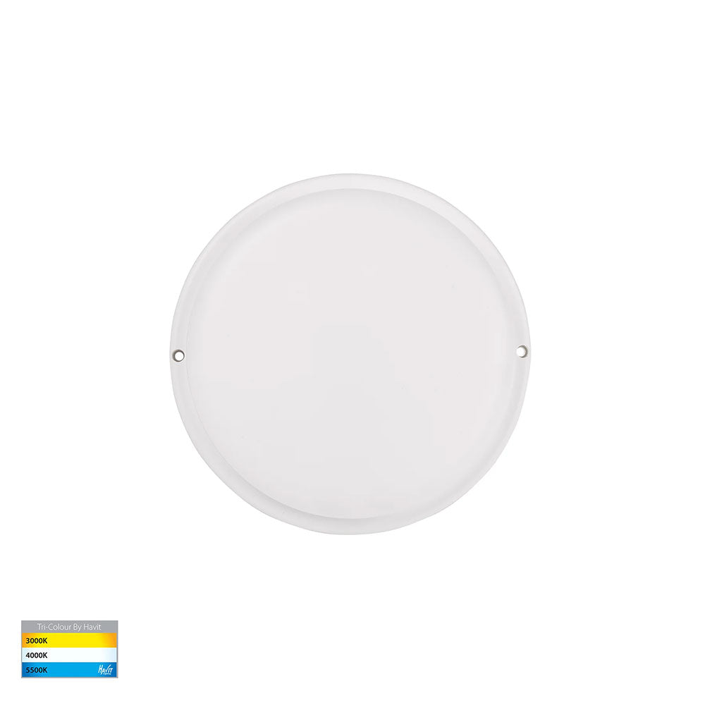 Muovi 7W CCT 240V LED Round Small Wall or Ceiling Light White - HV3523T-WHT
