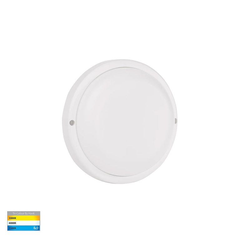Muovi 7W CCT 240V LED Round Small Wall or Ceiling Light White - HV3523T-WHT