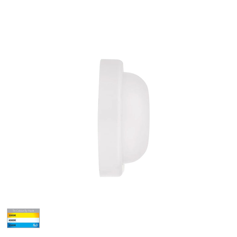 Muovi 7W CCT 240V LED Round Small Wall or Ceiling Light White - HV3523T-WHT