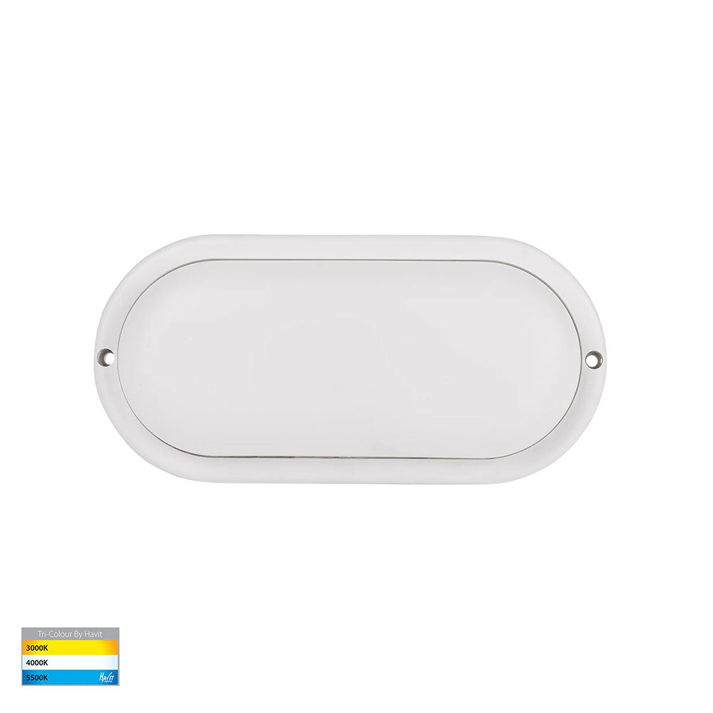 Muovi 7W CCT 240V LED Oval Large Wall or Ceiling Light White - HV3527T-WHT