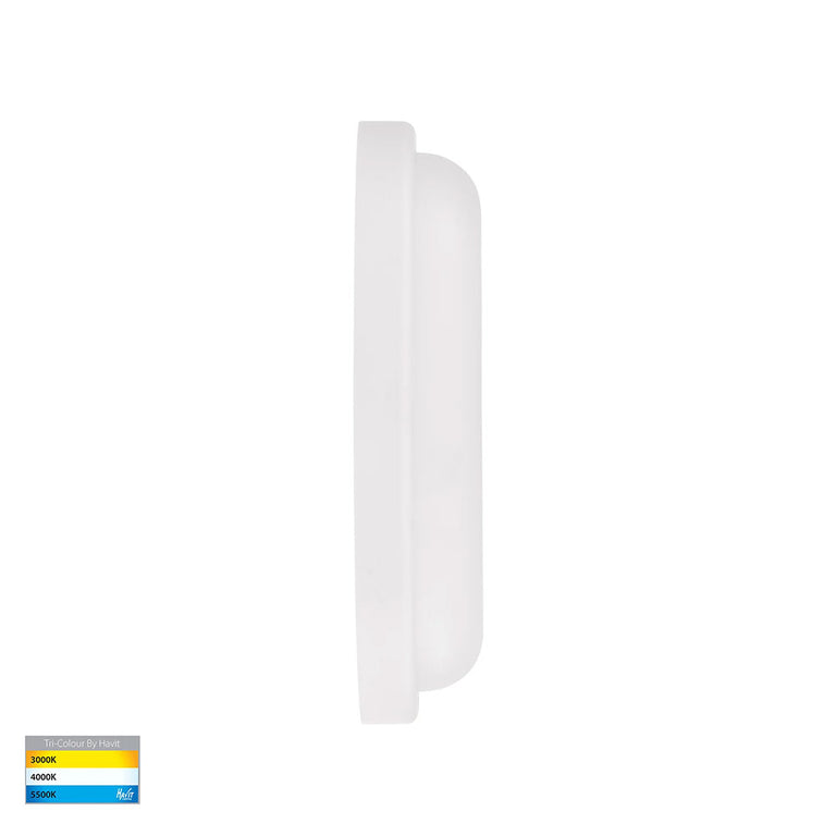 Muovi 7W CCT 240V LED Oval Large Wall or Ceiling Light White - HV3527T-WHT