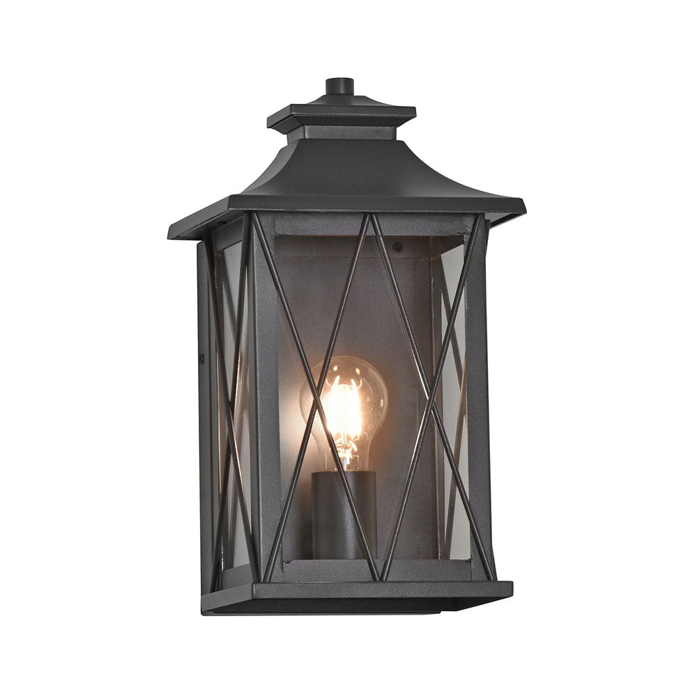 Odin Galvanised Iron Black Wall Light - HV3532W-S-BLK