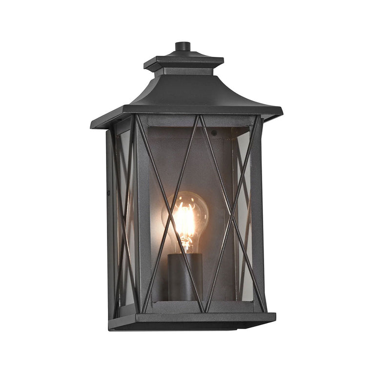 Odin Galvanised Iron Black Wall Light - HV3532W-S-BLK