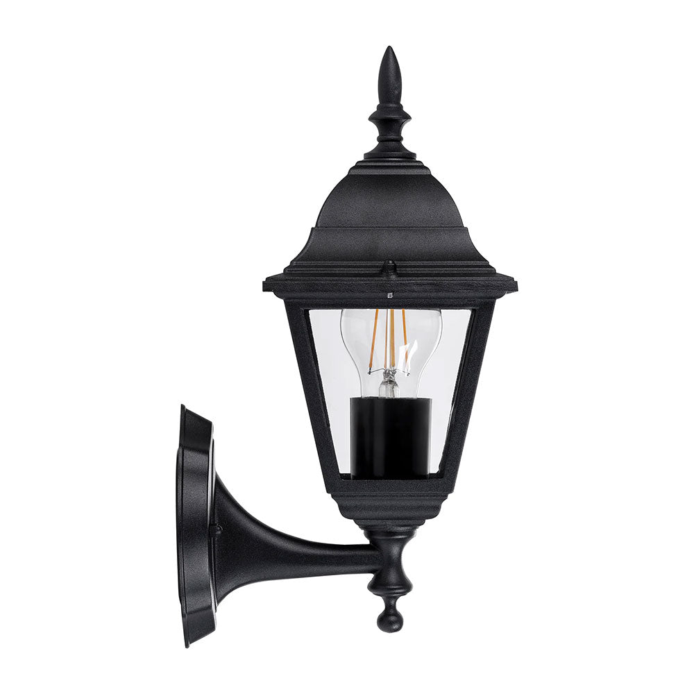 Newark 8W 240V E27 LED 4 Panel Coach Wall Light Black - HV3551W-BLK