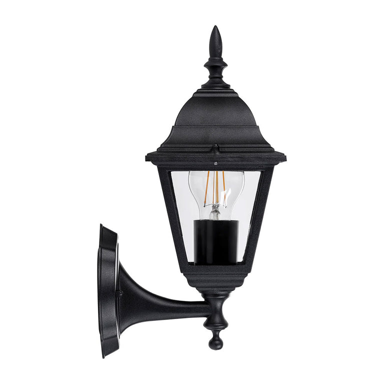 Newark 8W 240V E27 LED 4 Panel Coach Wall Light Black - HV3551W-BLK