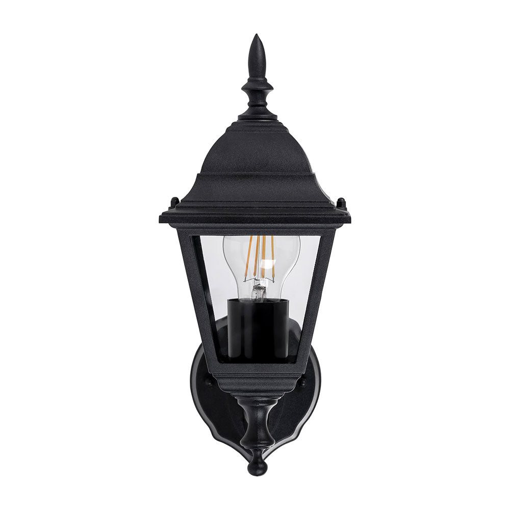 Newark 8W 240V E27 LED 4 Panel Coach Wall Light Black - HV3551W-BLK