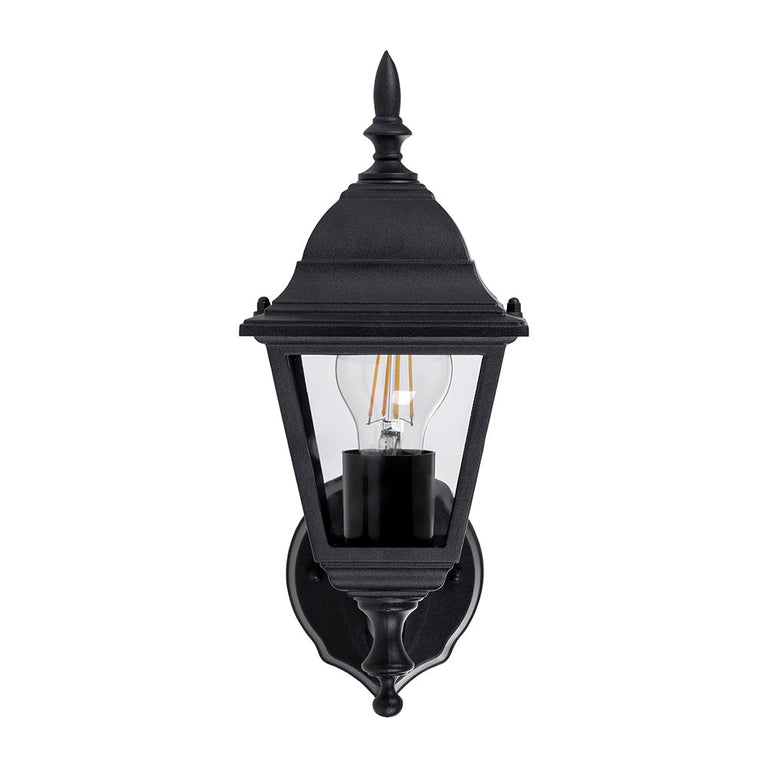 Newark 8W 240V E27 LED 4 Panel Coach Wall Light Black - HV3551W-BLK