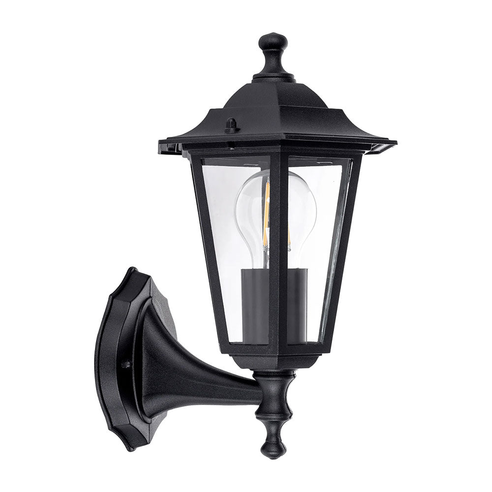 Fibra 8W 240V E27 LED 6 Panel Coach Wall Light Black - HV3552W-BLK
