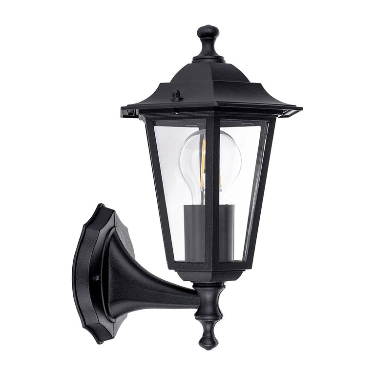 Fibra 8W 240V E27 LED 6 Panel Coach Wall Light Black - HV3552W-BLK