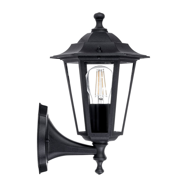 Fibra 8W 240V E27 LED 6 Panel Coach Wall Light Black - HV3552W-BLK