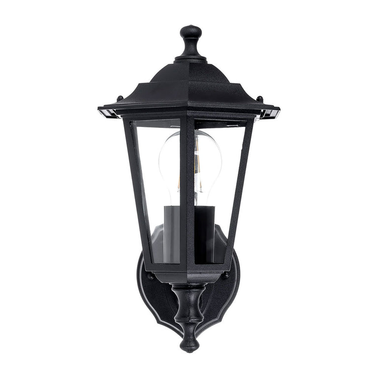 Fibra 8W 240V E27 LED 6 Panel Coach Wall Light Black - HV3552W-BLK