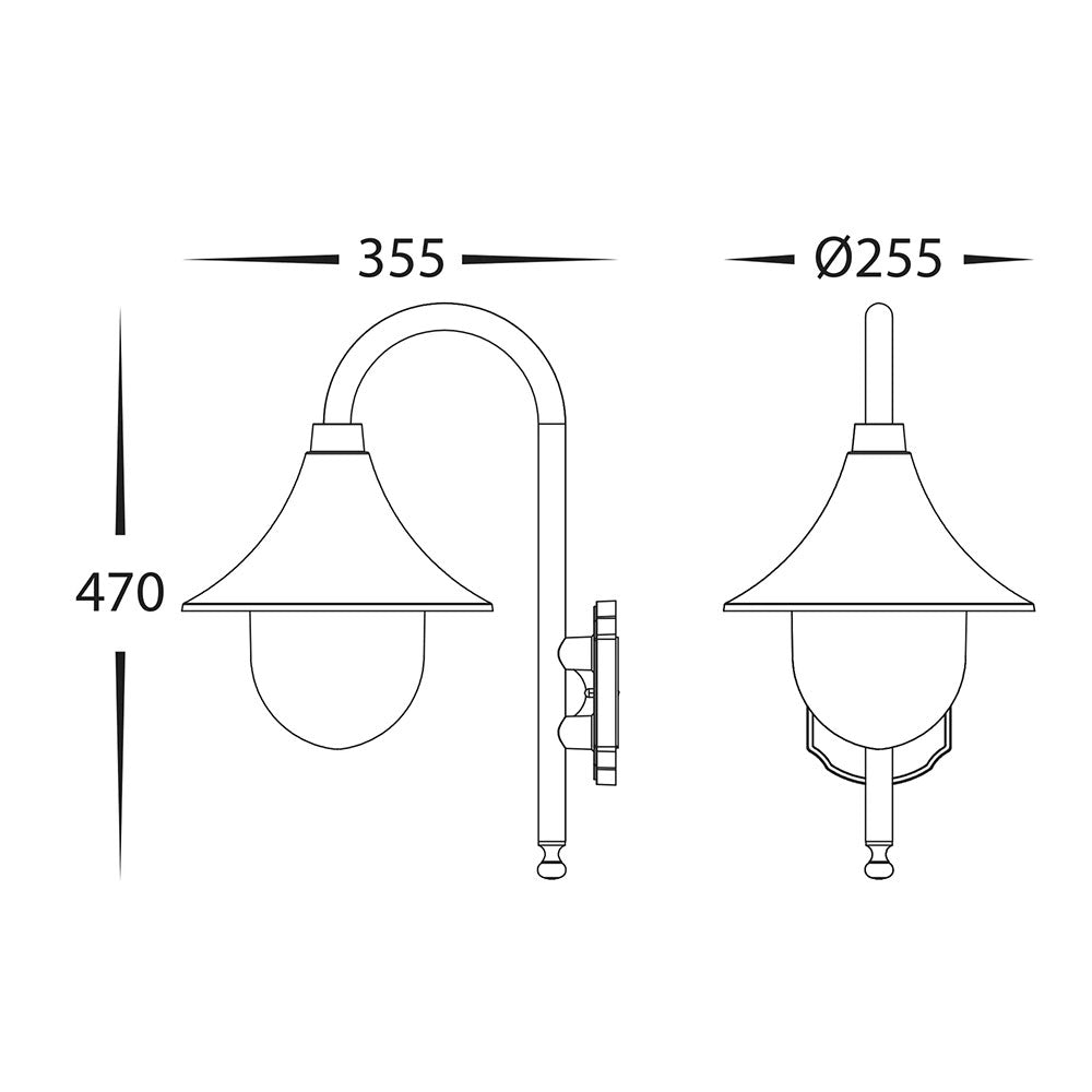 Hove 8W 240V E27 LED Coach Wall Light Black - HV3554W-BLK